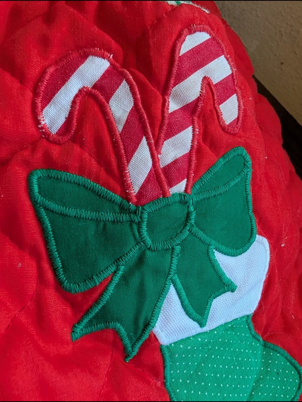 Vintage Handmade Christmas Quilted Baby Bib Retro Toddler Holiday Nursery